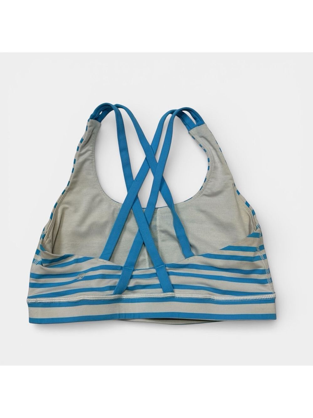 LULULEMON Energy Bra Twin Stripe Spry Blue Sports Bra, Athletic Bra, Sz 6 - Picture 6 of 13